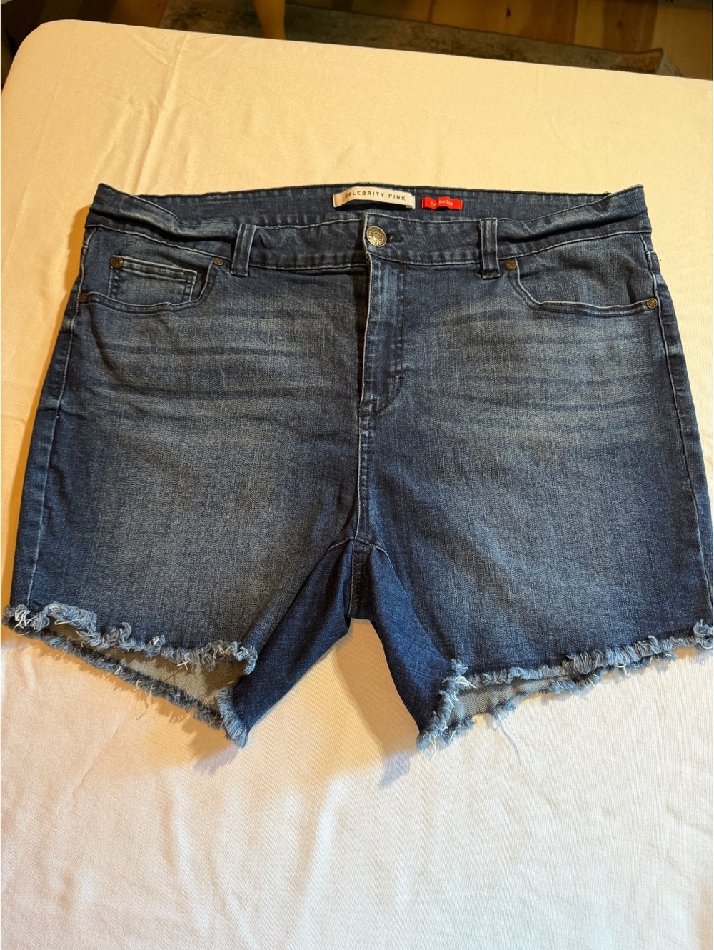 Celebrity Pink Women's Denim Shorts with Frayed Hem, Size 8